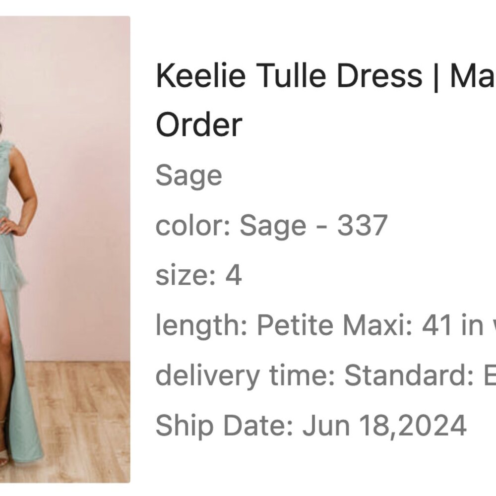 Revelry Keelie Tulle Dress Size 4 Sage - Picture 3 of 4